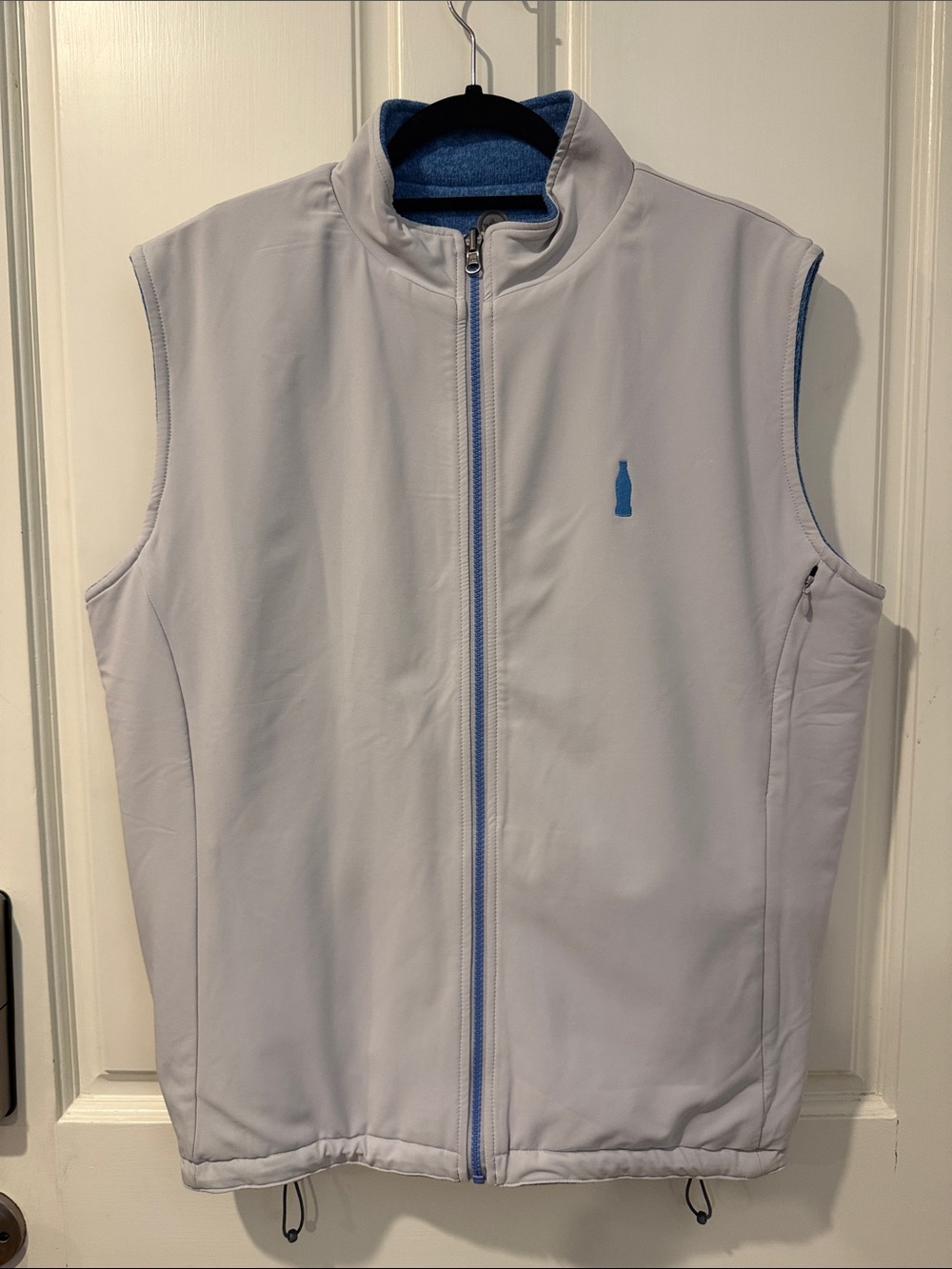 Peter Millar Pale Gray/ Light Blue Reversible Zip Vest with Blue Accents